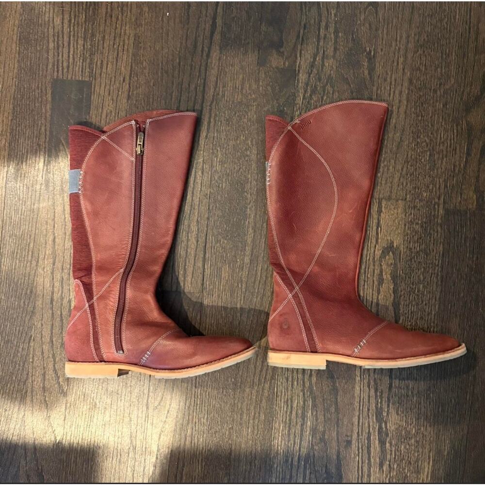Ahnu Women Helena Tall Brandy Waterproof Leather Boots Sz 7.5 Comfort Western - Picture 7 of 10